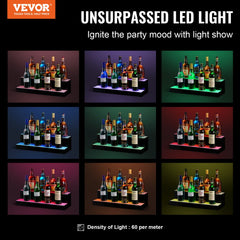 LED Lighted Liquor Bottle Display Bar Shelf RF & App Control 24" 2-Step