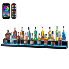 LED Lighted Liquor Bottle Display Bar Shelf RF & App Control 60" 2-Step