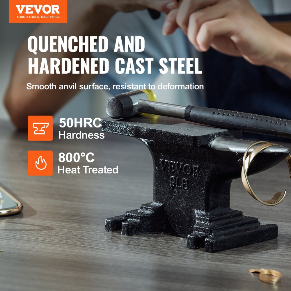 Compact 8.8 lb cast steel anvil with single horn for blacksmithing.