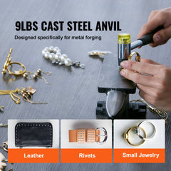 Compact 8.8 lb cast steel anvil with single horn for blacksmithing and metal forging.