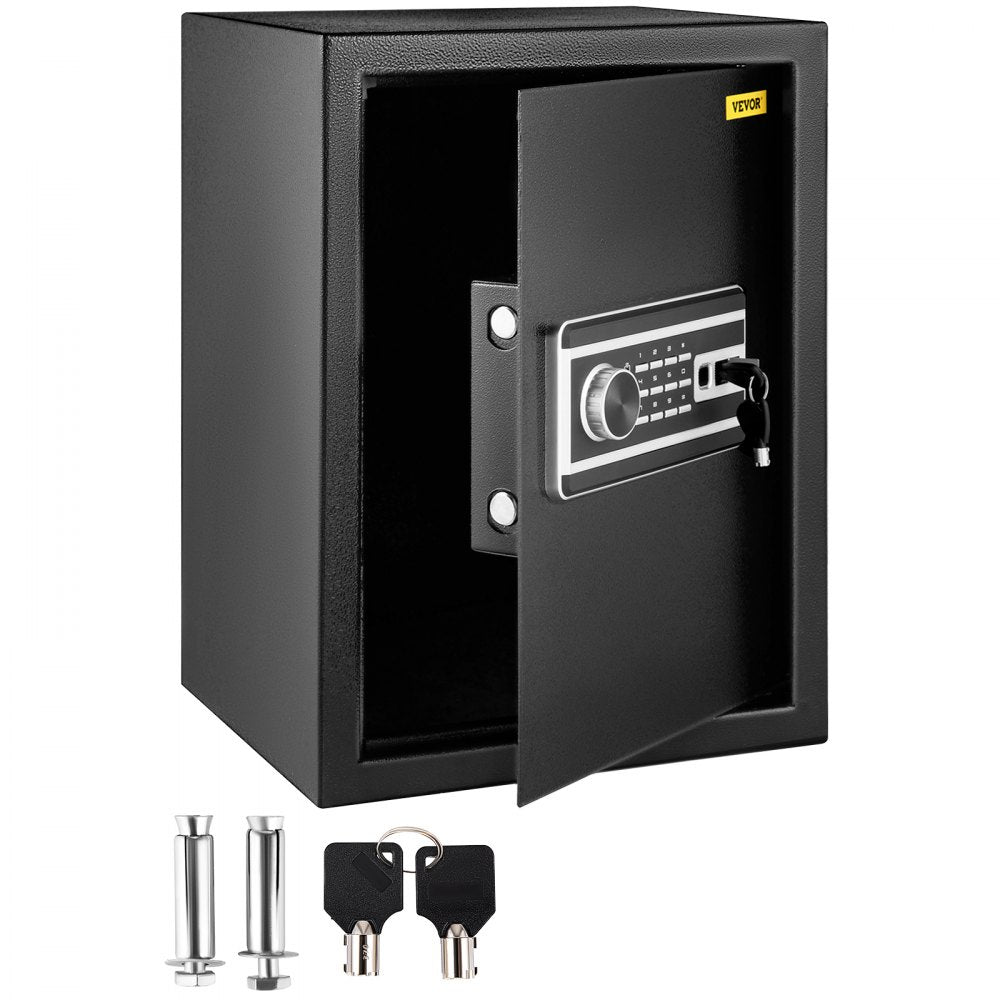 Safe Box, 2.1 CU.FT Fingerprint Safe Box for Money w/ 2 Keys & Digital Keypad, Q235 Steel Safe Box for Storing Cash, Jewelry, Pistols, Documents, Watches in Home & Office & Hotel