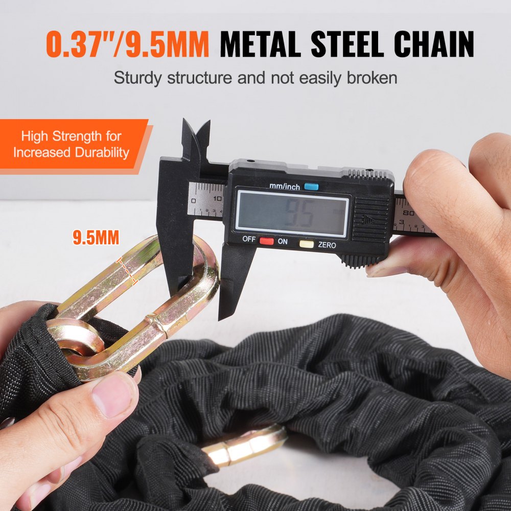 Bike Chain lock 5.91 ft Safety Bike chain lock 9.5 mm thick black, suitable for electric bikes, motorcycles
