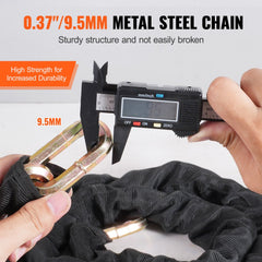 Bike Chain lock 5.91 ft Safety Bike chain lock 9.5 mm thick black, suitable for electric bikes, motorcycles