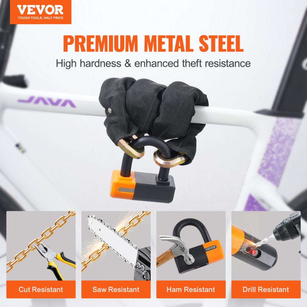 Bike Chain Lock  3.28FT Heavy Duty Bike Lock Anti-Theft Bicycle Chain Lock 14mm Thicker Bicycle Lock Chain with 4 Keys for E-Bike, Motorcycle