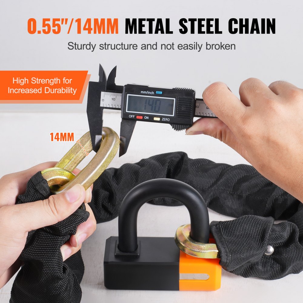 Bike Chain Lock  3.28FT Heavy Duty Bike Lock Anti-Theft Bicycle Chain Lock 14mm Thicker Bicycle Lock Chain with 4 Keys for E-Bike, Motorcycle
