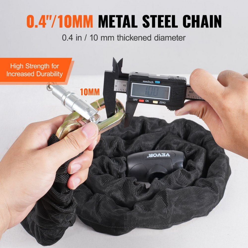 Bike Chain Lock 3.94FT Heavy Duty Bike Lock Anti-Theft Bicycle Chain Lock 10mm Thicker Bicycle Lock Chain with 3 Keys for E-Bike, Motorcycle