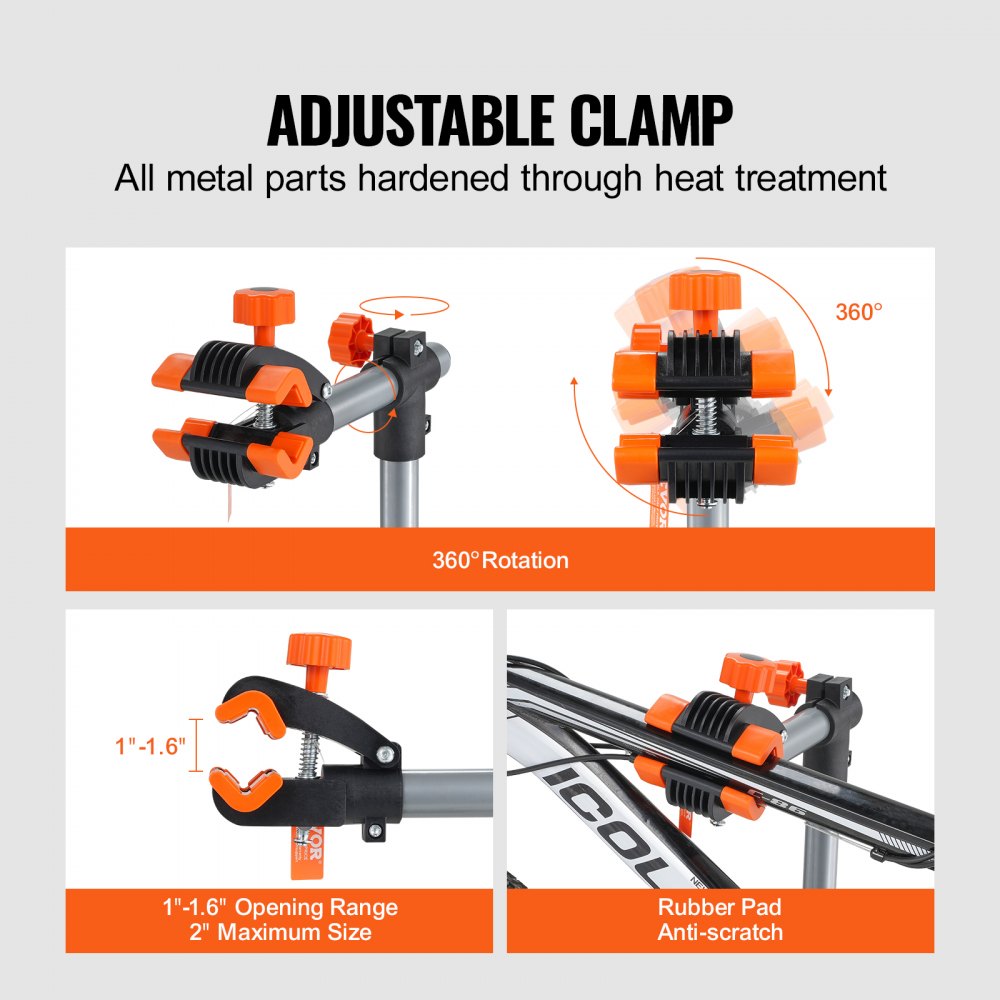Bike Repair Stand, 80 lbs Heavy-duty Steel Bicycle Repair Stand, Adjustable Height Bike Maintenance Workstand with Magnetic Tool Tray Telescopic Arm, Foldable Bike Work Stand for Home, Shops