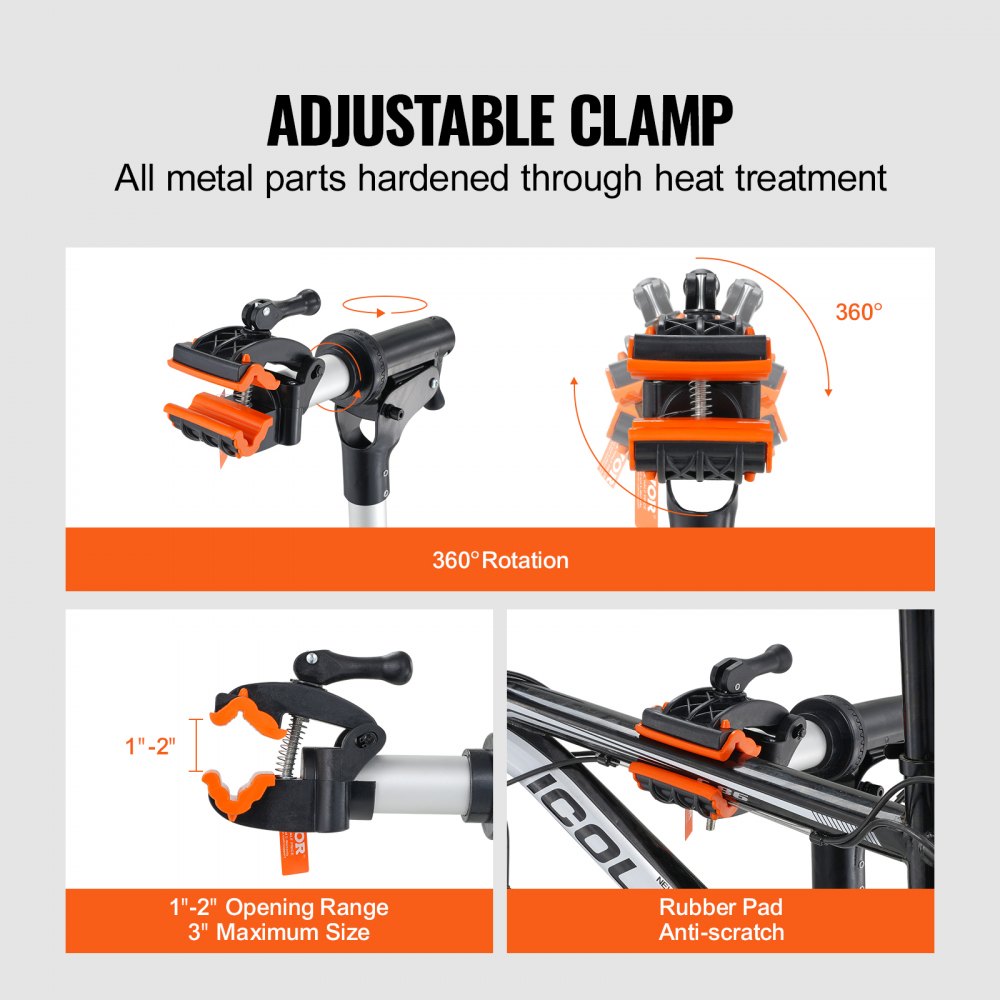 Bike Repair Stand, 66 lbs Heavy-duty Aluminum Bicycle Repair Stand, Adjustable Height Bike Maintenance Workstand with Magnetic Tool Tray Telescopic Arm, Foldable Bike Work Stand for Home, Shops