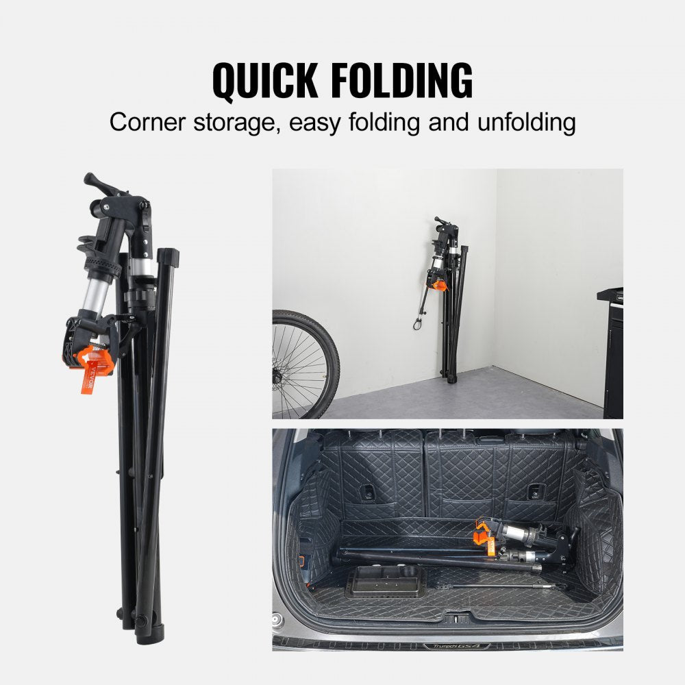 Bike Repair Stand, 66 lbs Heavy-duty Aluminum Bicycle Repair Stand, Adjustable Height Bike Maintenance Workstand with Magnetic Tool Tray Telescopic Arm, Foldable Bike Work Stand for Home, Shops
