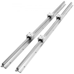 Linear Guide Rail Set, SBR12 1000mm, 2 PCS 39.4 in/1000 mm SBR12 Guide Rails and 4 PCS SBR12UU Slide Blocks, Linear Rails and Bearings Kit for Automated Machines DIY Project CNC Router Machines