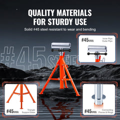 Bostome Roller Stand with adjustable height and stable triangular base for heavy loads.