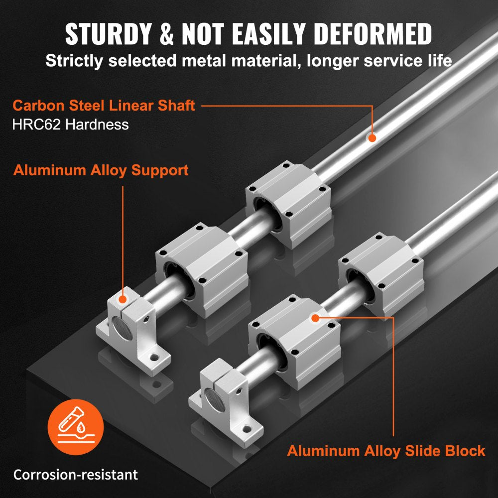 Linear Guide Rail Set, SFC20 1000mm, 2 PCS 39.4 in/1000 mm SFC20 Guide Rails 4 PCS SC20 Slide Blocks 4 PCS Rail Supports, Linear Rails and Bearings Kit for Automated Machines CNC DIY Project