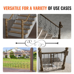 Five 44-inch S-shape hollow galvanized steel stair balusters with a matte black finish.