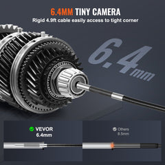 Borescope Endoscope Two-Way 180° Articulating 5" IPS 8X Zoom 6.4mm Lens
