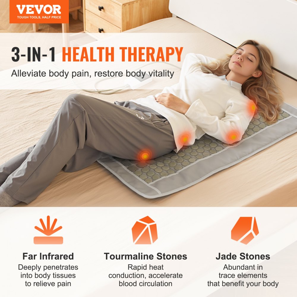 Far Infrared Heating Pad 132 Natural Jade 54 Tourmaline Stone Heating Pad