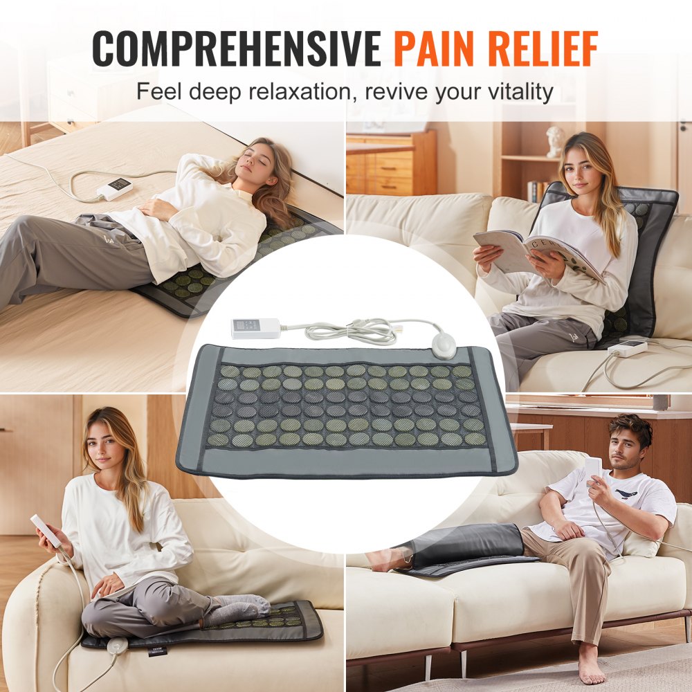 Far Infrared Heating Pad 48 Natural Jade & 24 Tourmaline Stone Heating Pad
