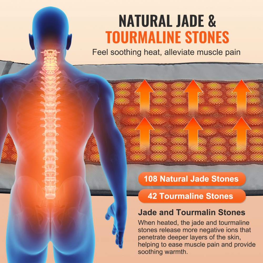 Far Infrared Heating Pad 108 Natural Jade 42 Tourmaline Stone Heating Pad