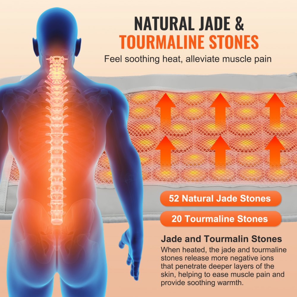 Far Infrared Heating Pad 52 Natural Jade & 20 Tourmaline Stone Heating Pad