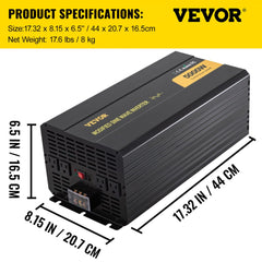 Power Inverter, 5000W Modified Sine Wave Inverter, DC 12V to AC 120V Car Converter, with LCD Remote Controller, LED Indicator, AC Outlets Inverter for Truck RV Car Boat Travel Camping Emergency