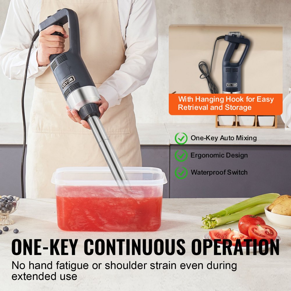 Commercial Immersion Blender 500W Heavy Duty Hand Mixer for Soup Sauces