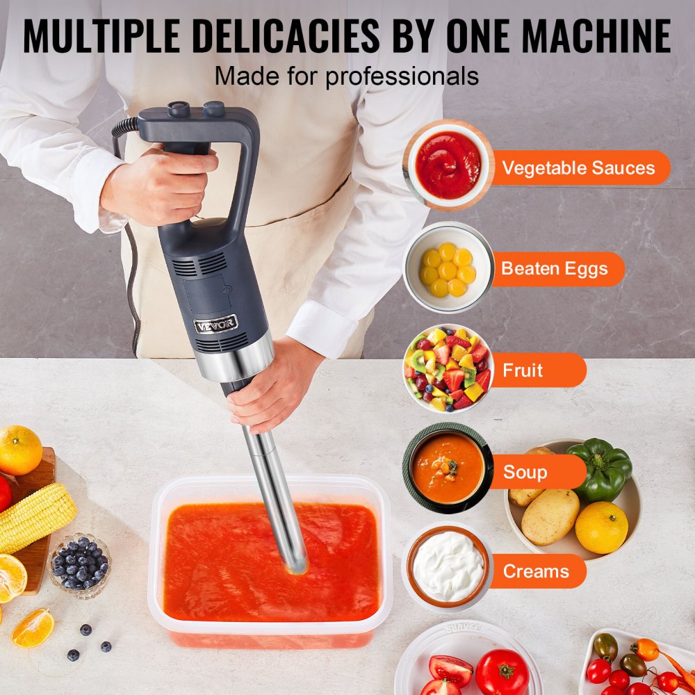 Commercial Immersion Blender 500W Heavy Duty Hand Mixer for Soup Sauces