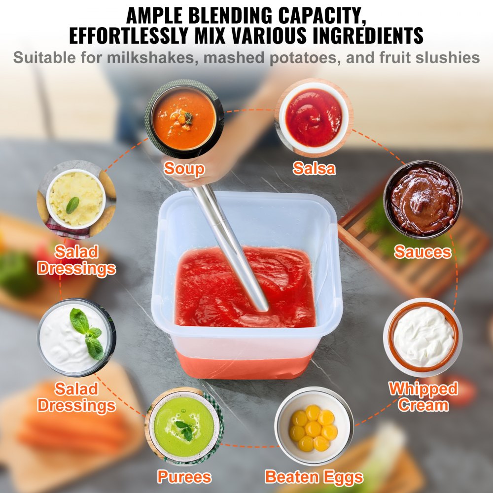 Commercial Immersion Blender, 750W 20" Heavy Duty Hand Mixer, Variable Speed Kitchen Stick Mixer with 304 Stainless Steel Blade, Multi-Purpose Portable Mixer for Soup, Smoothie, Puree, Baby Food
