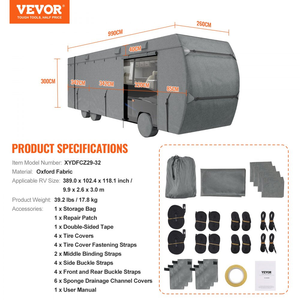 Class C RV Cover Motorhome Cover 29-32 ft Oxford Fabric Motorhome RV Cover
