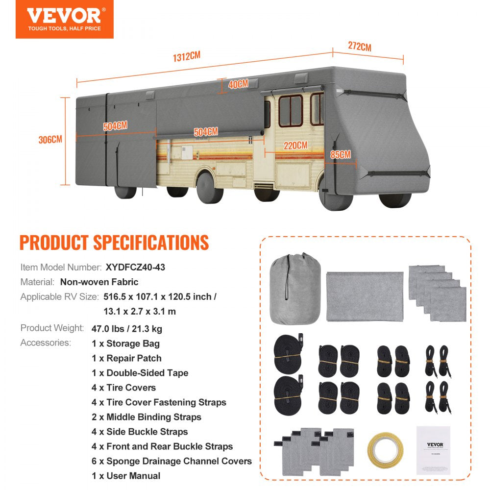Class A RV Cover Motorhome Cover 40-43 ft Non-woven Fabric Motorhome RV