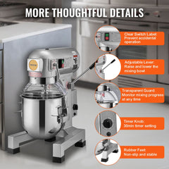 Commercial Food Mixer 28.5L 3-Speed Stand Dough Mixer 1100W for Restaurant