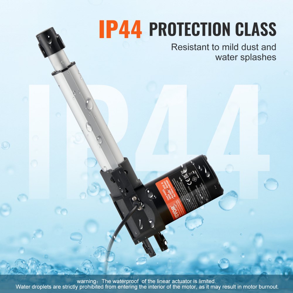 Linear Actuator 12V, 6 Inch Heavy Duty 1320lbs/6000N Linear Actuator, 0.19"/s Linear Motion Actuator with Mounting Bracket & IP44 Protection for Electric Door Industrial Machinery Vessels Cargo