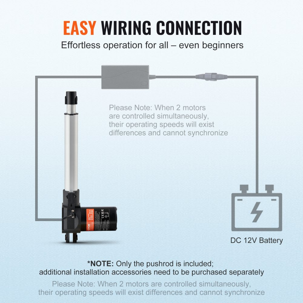 Linear Actuator 12V 8Inch Heavy Duty 1320lbs/6000N 0.19"/s IP44 Protection