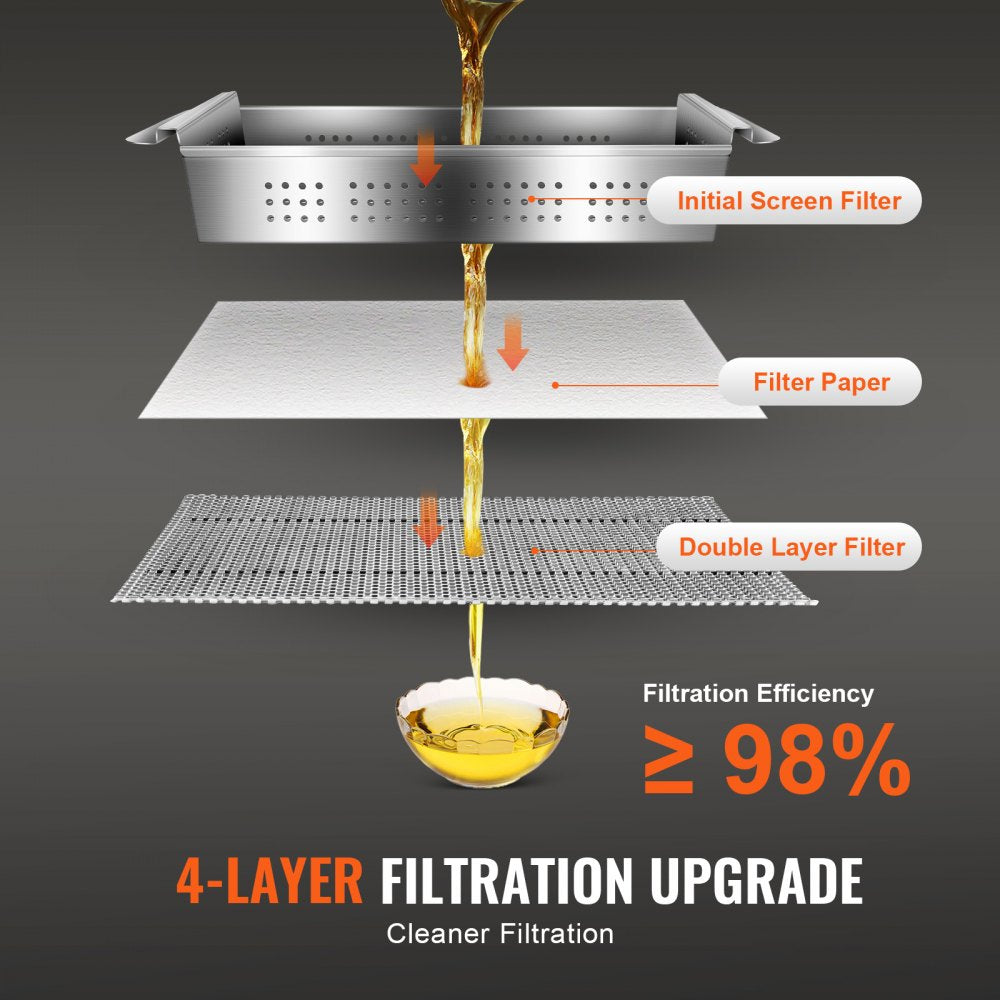 Mobile Fryer Filter, 55L Oil Tank Capacity, Oil Filtration System with 10 L/min Oil Filtration Speed, Mobile Frying Oil Filtering System with Swivel Wheels, Oil Hose for Restaurant Burger Stores