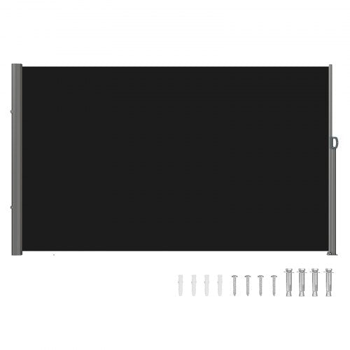 Retractable Side Awning 118" x 71", Retractable Patio Screen Waterproof, Retractable Room Divider Black for Privacy, Garden, Outdoor, Patio and Terrace