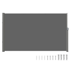 Retractable Side Awning, 71``118`` Full Aluminum Rust-Proof Outdoor Privacy Screen, Folding Room Divider Fence & Wind Screen for Patio Sun Shade, Backyard, Balcony, Roof Terraces and Pools, Grey