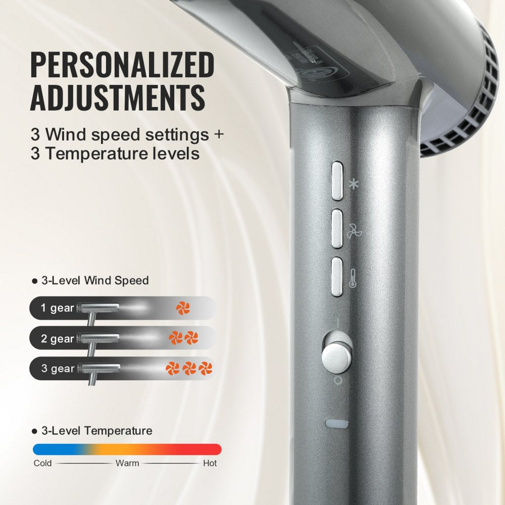 Professional Hair Dryer, 3.0 Million Negative Ions Blow Dryer, 98,000RPM High-Speed Brushless Motor, 3 Temp & 3 Speeds, Lightweight Salon Hair Blow Dryers with Nozzles & Diffuser for Home Travel