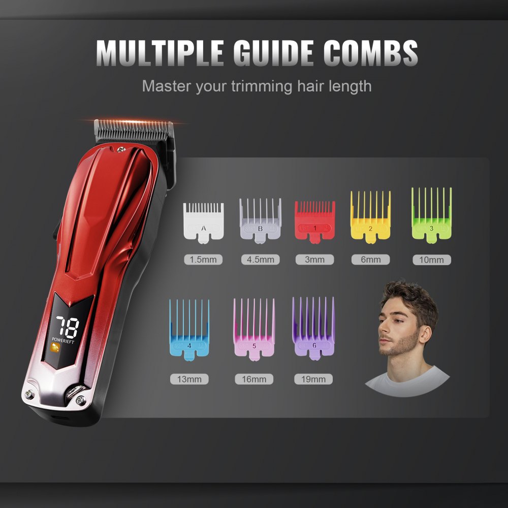 Professional Hair Clipper Men`s Barber Clipper 6800RPM with LCD Display