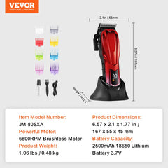 Professional Hair Clipper Men`s Barber Clipper 6800RPM with LCD Display