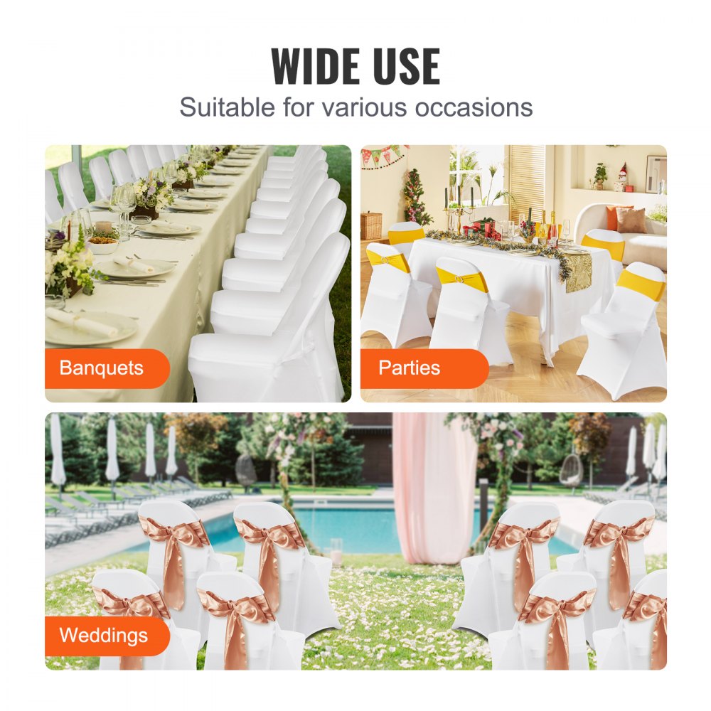White Stretch Spandex Chair Covers - 30 PCS, Folding Kitchen Chairs Cover, Universal Washable Slipcovers Protector, Removable Chair Seat Covers, for Wedding Party Dining Room Banquet Event