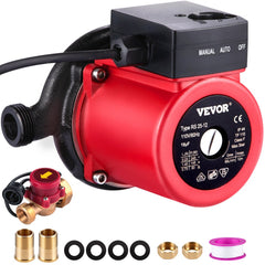 Hot Water Recirculating Pump, 245W 110V Water Circulator Pump, Automatic Start Circulating Pump NPT 3/4" w/Brass Fittings, Stainless Steel Head, 2 Speed Control for Electric Water Heater System