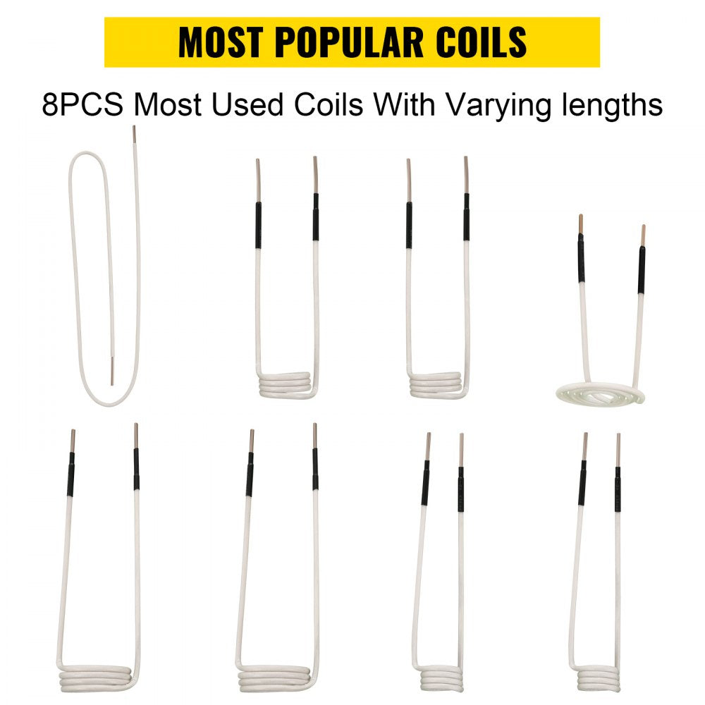 Induction Heater Coil Kit 8PCS Most Used Induction Heater Coils with Varying Lengths, Heat Resistant Induction Heater Tool with Flexibility and Long Lifespan For Removing Rusty Bolts and Nuts