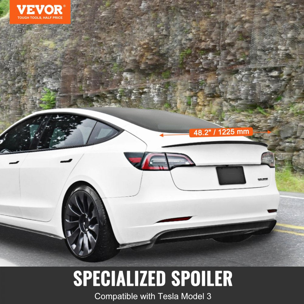 GT Wing Car Spoiler, 48.2 inch Spoiler, Compatible with Tesla Model 3, High Strength ABS Material, Baking Paint, Car Rear Spoiler Wing, Racing Spoilers for Cars, Matte Black