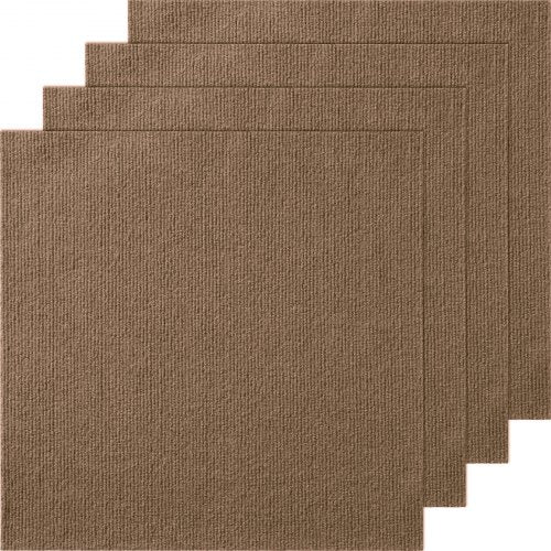 Dark brown peel and stick carpet tiles, 18"x18", in a 10-pack for easy installation.
