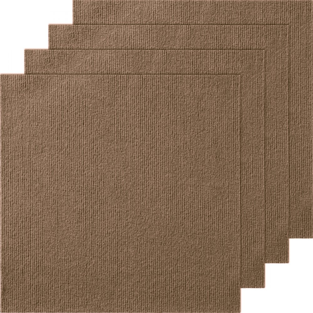 Dark brown peel and stick carpet tiles, 18"x18", in a 10-pack for easy installation.
