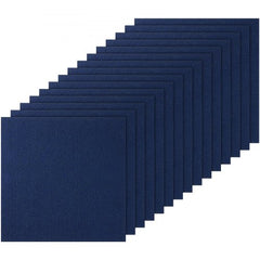Dark blue self-adhesive carpet tiles measuring 24x24 inches, designed for easy installation.