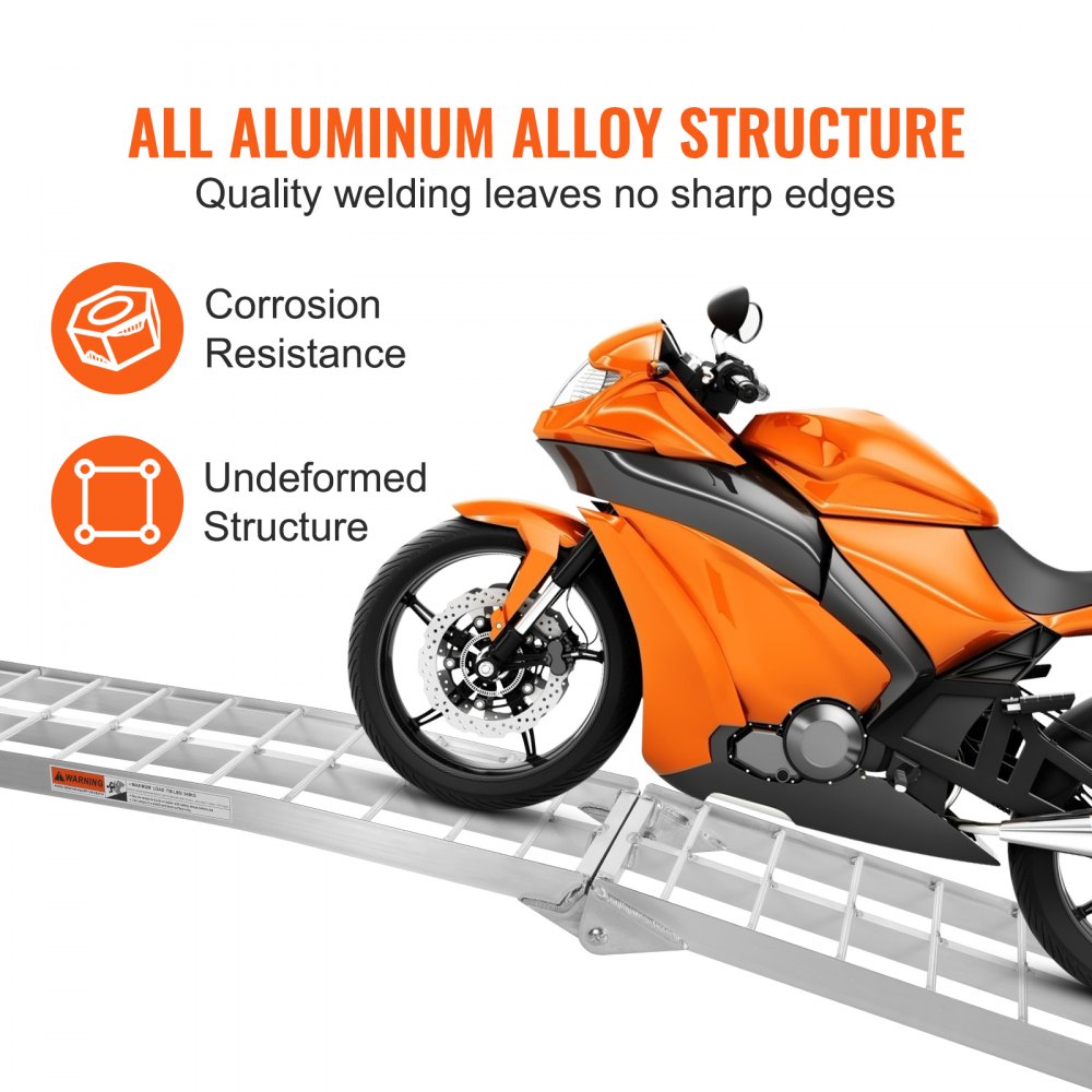 Motorcycle Ramps, 750lbs Folding Loading Ramps for Pickup Trucks Bed, Trailers Ramp with Load Straps for Motorcycle, Dirt Bike, UTV, Lawn Mower, Truck, Snowblower, Cargo Trailer, 89"L x 12"W,1Pc