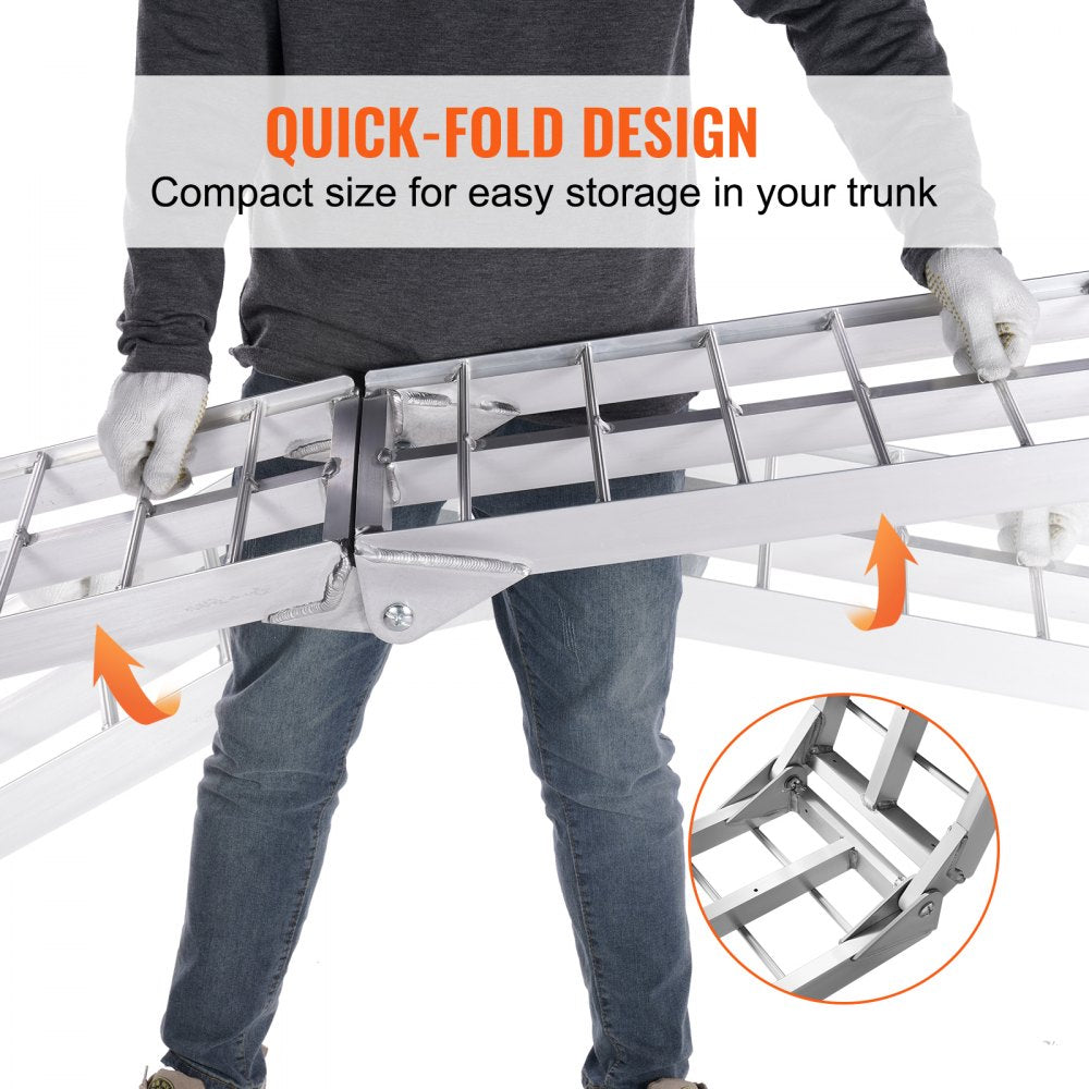 Motorcycle Ramps, 750lbs Folding Loading Ramps for Pickup Trucks Bed, Trailers Ramp with Load Straps for Motorcycle, Dirt Bike, UTV, Lawn Mower, Truck, Snowblower, Cargo Trailer, 89"L x 12"W,1Pc