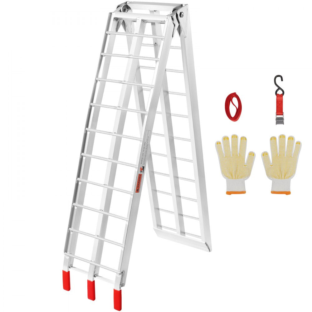 Motorcycle Ramps, 750lbs Folding Loading Ramps for Pickup Trucks Bed, Trailers Ramp with Load Straps for Motorcycle, Dirt Bike, UTV, Lawn Mower, Truck, Snowblower, Cargo Trailer, 89"L x 12"W,1Pc