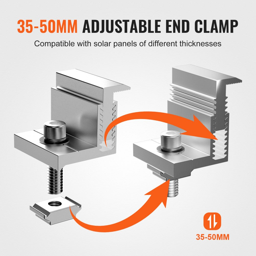 Solar Panel Z Mounting Bracket 35-50mm Adjustable Bracket End Clamps 40PCS
