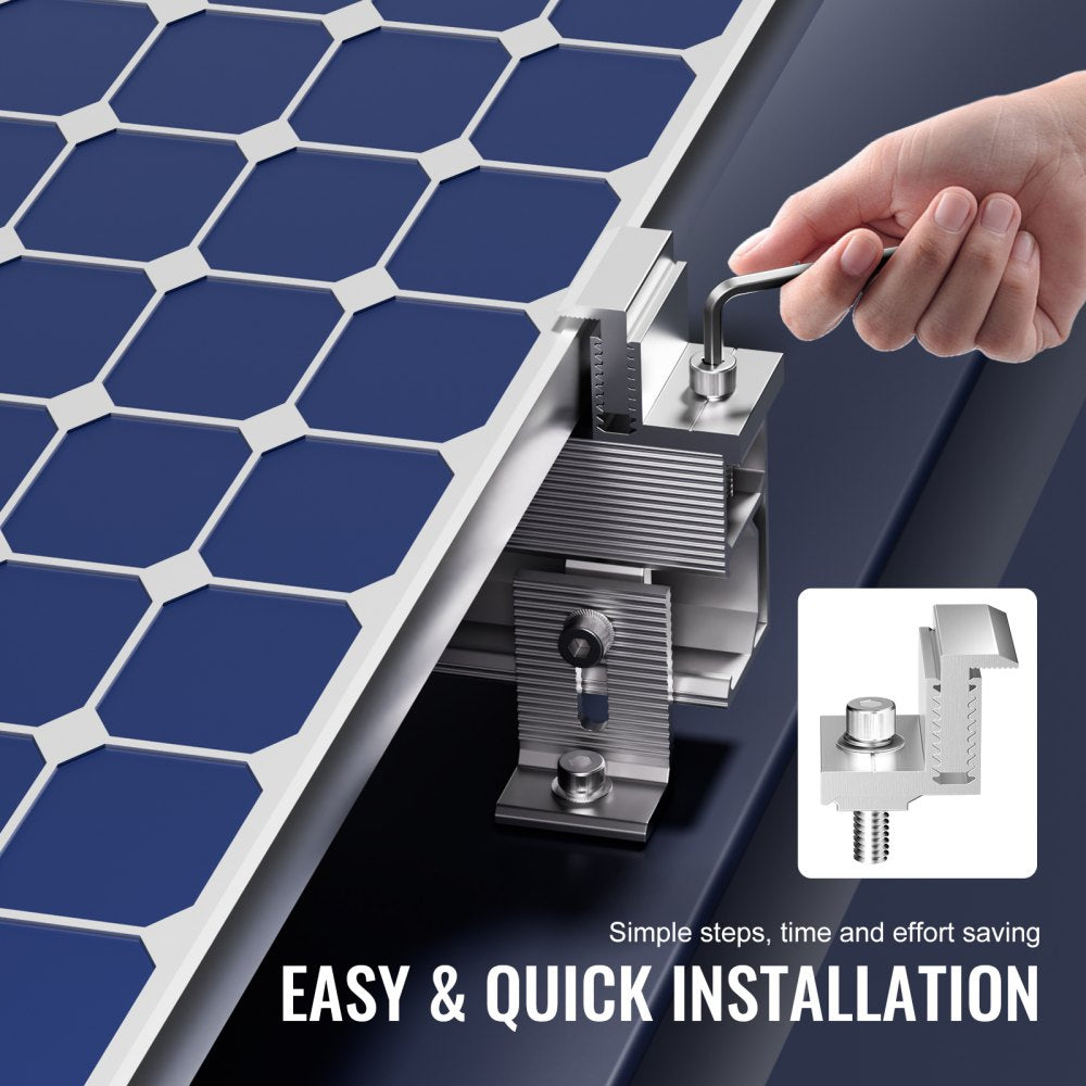 Solar Panel Z Mounting Bracket 35-50mm Adjustable Bracket End Clamps 40PCS