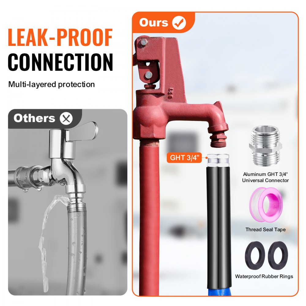 30ft Heated Water Hose for RV -45℉ Antifreeze Heated Drinking Water Hose